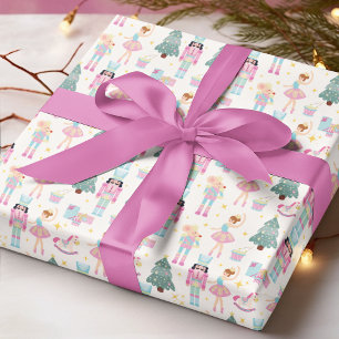 Papier Cadeau Noisette rose bleu Noël Ballerina