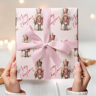 Papier Cadeau Noisette rose vintage et joyeux Noël