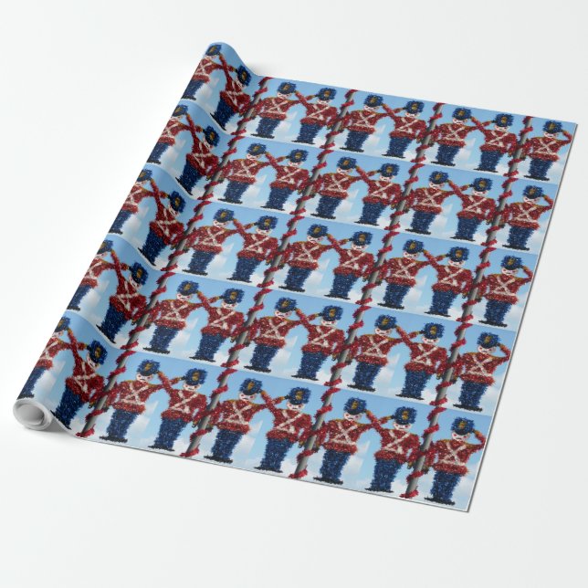 Papier Cadeau Noisettes de Noël Soldats Enveloppant du papier (Déroulé)