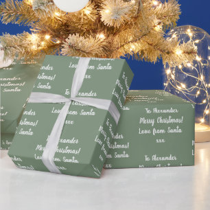 Papier Cadeau Nom Amour de Père Noël Sage Green Noël