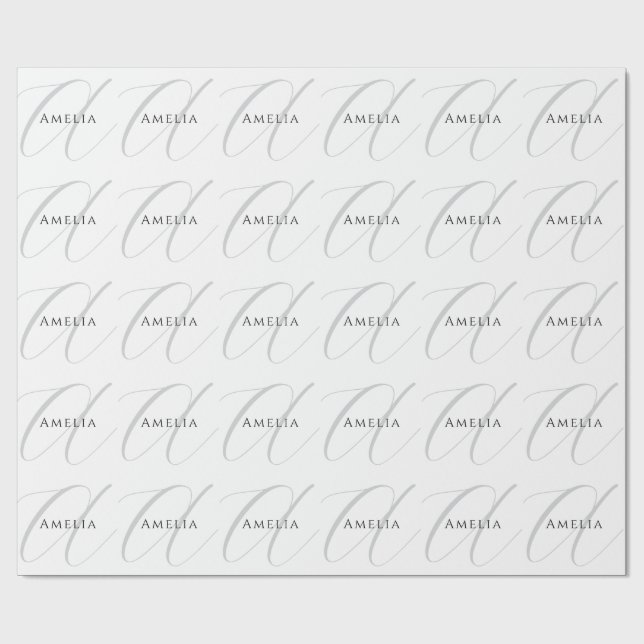 Papier Cadeau Nom chic monogramme initiale lettre calligraphie  (Plat)