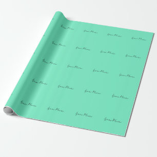 Papier Cadeau Nom de calligraphie de script bleu vert élégant