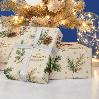 Papier Cadeau Nom de famille botanique d'if de Noël