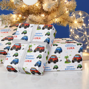 Papier Cadeau Nom de fête d'anniversaire de camion monstre Enfan