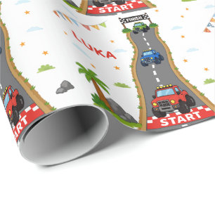 Papier Cadeau Nom de fête d'anniversaire de camion monstre Enfan