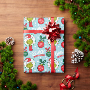 Papier Cadeau Nom de la Personnaliser - Grinch avec ornements
