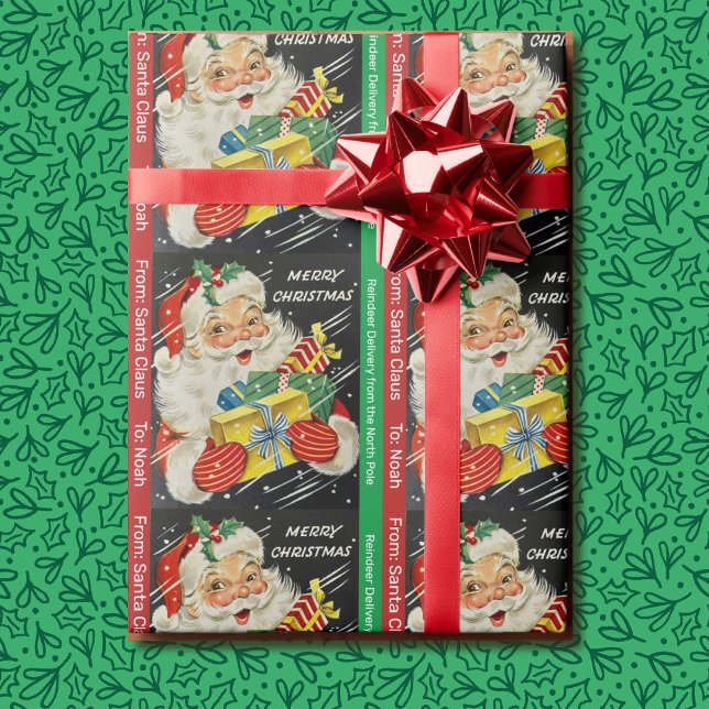 Papier Cadeau Nom de l'enfant Père Noël Cadeau de Noël (Créateur téléchargé)