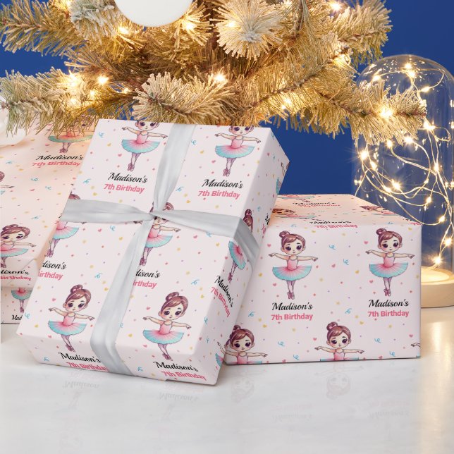 Papier Cadeau Nom du ballet Ballerina personnalisé Anniversaire (Vacances)