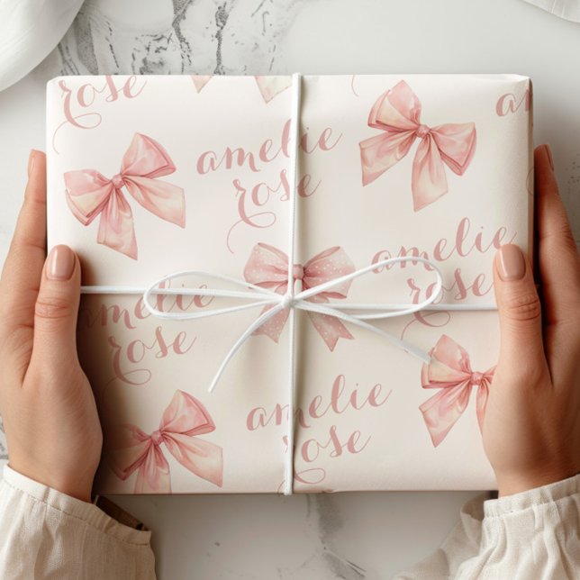Papier Cadeau Nom du Ruban Rose (Créateur téléchargé)