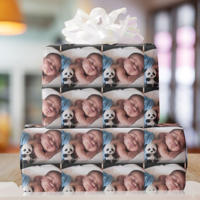 Papier Cadeau Nom du script photo de votre bébé favori (Your Favourite Baby Photo Script Name Wrapping Paper)