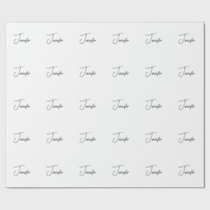 Papier Cadeau Nom écriture manuscrite minimaliste moderne gris b