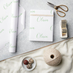 Papier Cadeau Nom élégant de Lime Green personnalisé