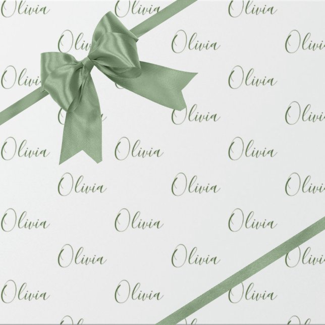 Papier Cadeau Nom élégant Hunter Green personnalisé (Créateur téléchargé)