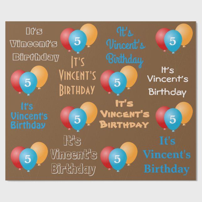 Papier Cadeau Nom et âge personnalisés Anniversaire (Plat)
