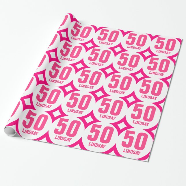 Papier Cadeau Nom fait sur commande D02 de rétro cinquantième (Déroulé)