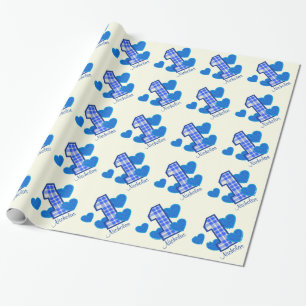 Papier Cadeau Nom fait sur commande V03 anniversaire BLEU de