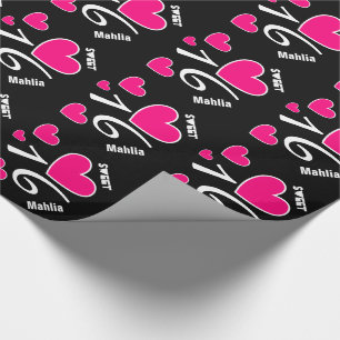 Papier Cadeau Nom fait sur commande V3N1 de COEURS de