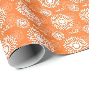 Papier Cadeau Nom floral géométrique minimaliste Orange Mandala