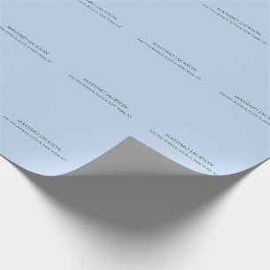 Papier Cadeau Nom minimaliste moderne bleu pâle professionnel
