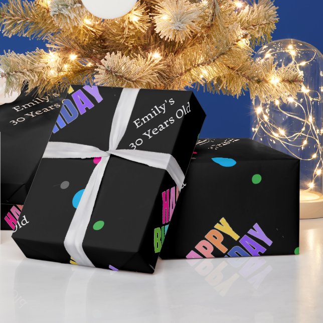 Papier Cadeau Nom personnalisé Age Gold Retour heureux Anniversa (Vacances)