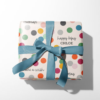 Papier Cadeau Nom personnalisé | Anniversaire Confetti