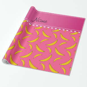 Papier Cadeau Nom personnalisé bananes roses