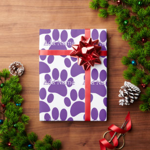 Papier Cadeau Nom personnalisé de l'Empreinte de patte de chien 