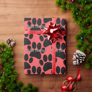 Papier Cadeau Nom personnalisé de l'Empreinte de patte de chien