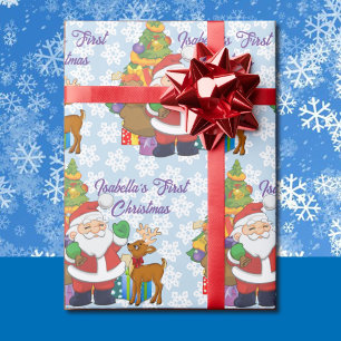 Papier Cadeau Nom personnalisé du bébé Père Noël de Noël
