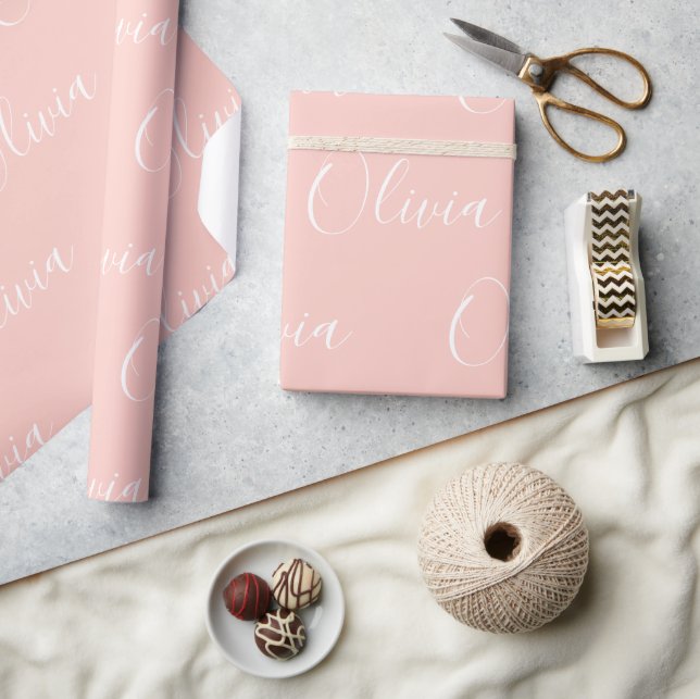 Papier Cadeau Nom personnalisé Élégant Moderne Pêche (Artisanat)