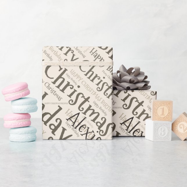 Papier Cadeau Nom personnalisé Joyeux Noël Anniversaire Drôle (Baby Shower)