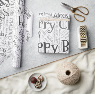 Papier Cadeau Nom personnalisé Joyeux Noël Anniversaire Drôle W
