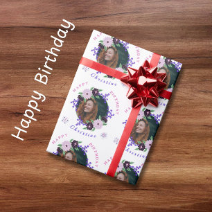 Papier Cadeau Nom Personnalisé Main Dessinée Dahlia Floral Wreat