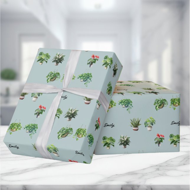 Papier Cadeau Nom personnalisé mignon Plante (Créateur téléchargé)