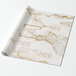 Papier Cadeau Nom personnalisé moderne Gold Effet Marbre