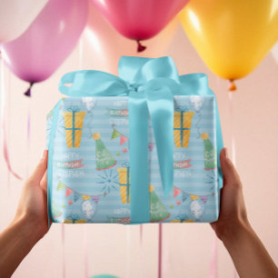 Papier Cadeau Nom personnalisé Monogramme heureux Motif d'annive