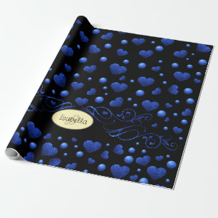 Papier Cadeau Nom personnalisé, motif de parties scintillant coe