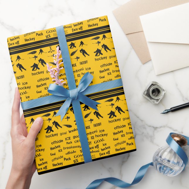 Papier Cadeau Nom personnalisé Numéro Hockey Wrapper Papier (Cadeaux)