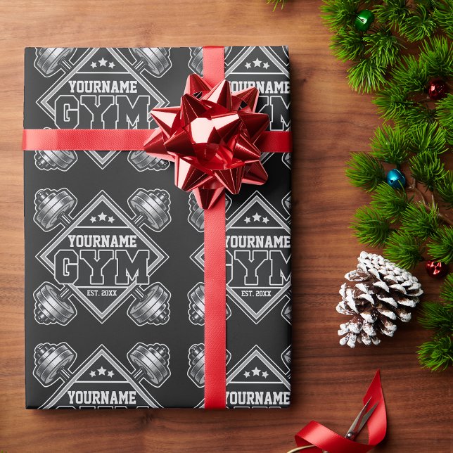 Papier Cadeau Nom personnalisé Poids Accueil Crossfit Gym (Créateur téléchargé)