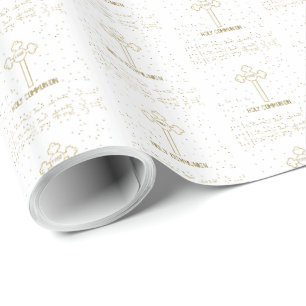 Papier Cadeau Nom personnalisé Première Sainte Communion Gold Lo