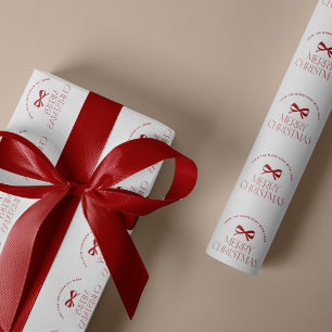 Papier Cadeau Nom personnalisé rouge blanc Joyeux Noël