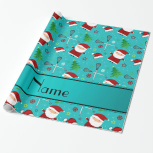Papier Cadeau Nom personnalisé turquoise lacrosse noël motif