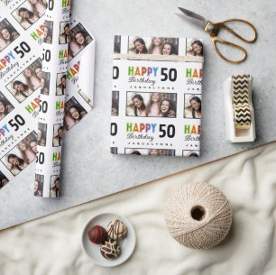 Papier Cadeau Nom Photo 50e anniversaire