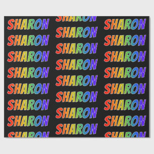 Papier Cadeau Nom prénom Arc-en-ciel "SHARON"; Amusant et Coloré