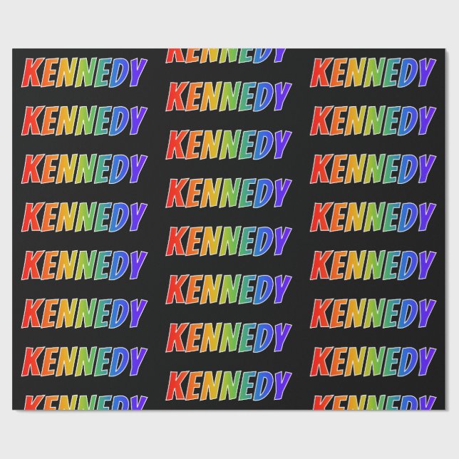 Papier Cadeau Nom prénom "KENNEDY" arc-en-ciel ; Amusant et Colo (Plat)
