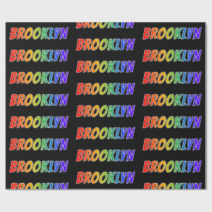 Papier Cadeau Nom propre BROOKLYN arc-en-ciel ; Amusant et Color