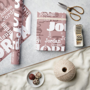 Papier Cadeau Nom répétitif Rose Gold Mauve Moderne Neutrals