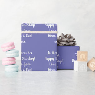 Papier Cadeau Nom Typographie moderne Périwinkle Joyeux annivers
