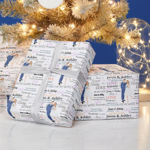 Papier Cadeau Noms/Date Élégants De Mariée Et De Salle