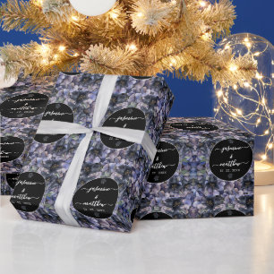 Papier Cadeau Noms de couple de mariage floraux noirs lunatiques